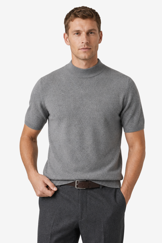 VALERIQUE | T-Shirt Col Montant en Laine pour Homme – Coupe Ajustée