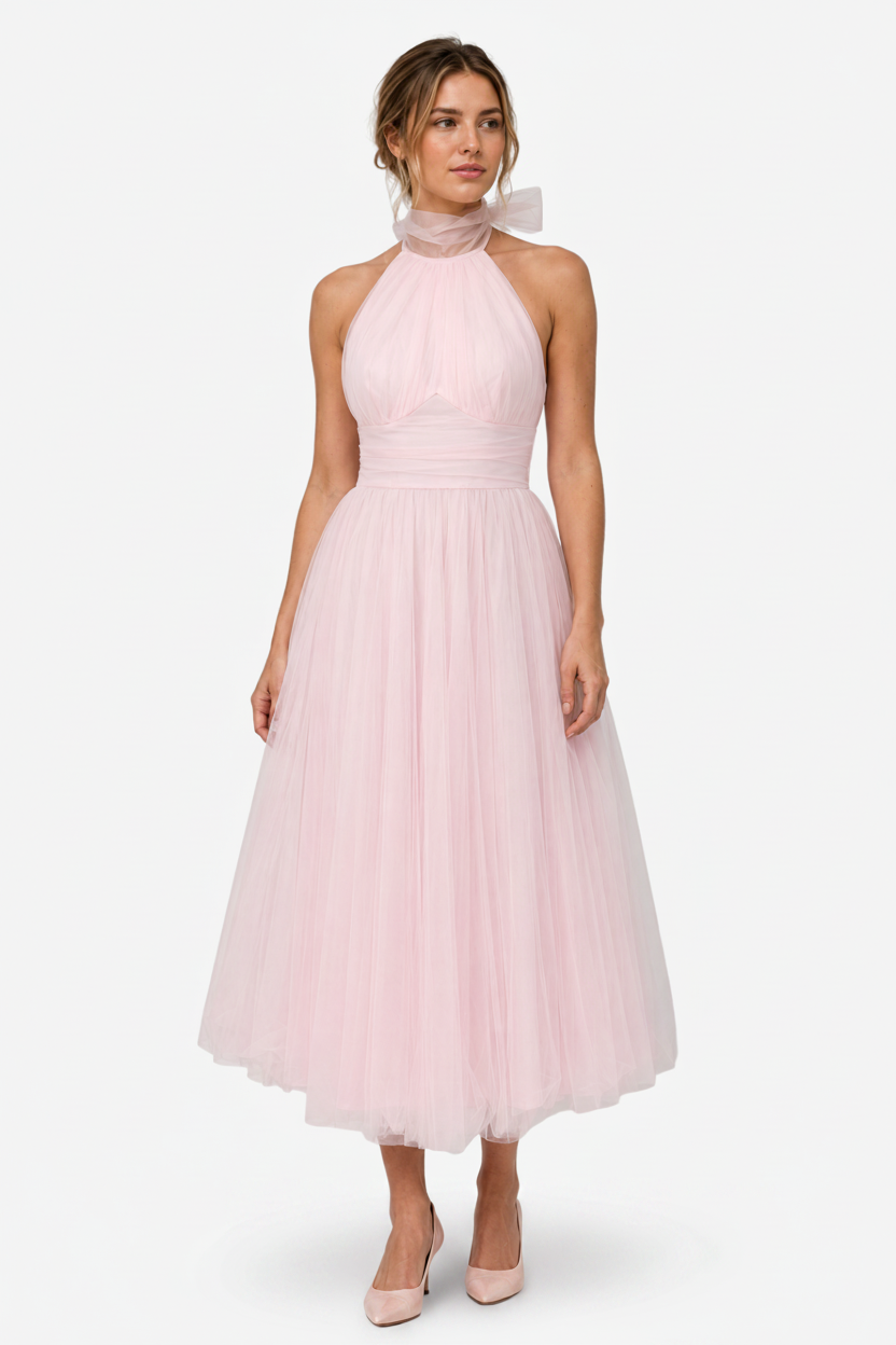 VALERIQUE | Robe Longue Fluide en Coton Léger pour Femme – Col Halter
