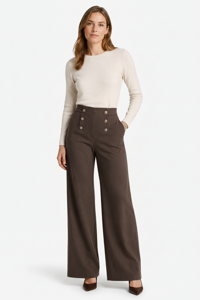 VALERIQUE | Pantalon Taille Haute à Jambe Large pour Femme – Confort Raffiné