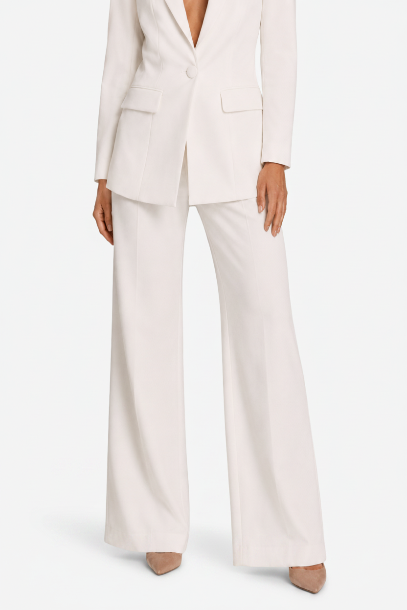 VALERIQUE | Ensemble Tailleur Deux Pièces pour Femme – Blazer à Bouton Unique Pantalon Large Design Élégant