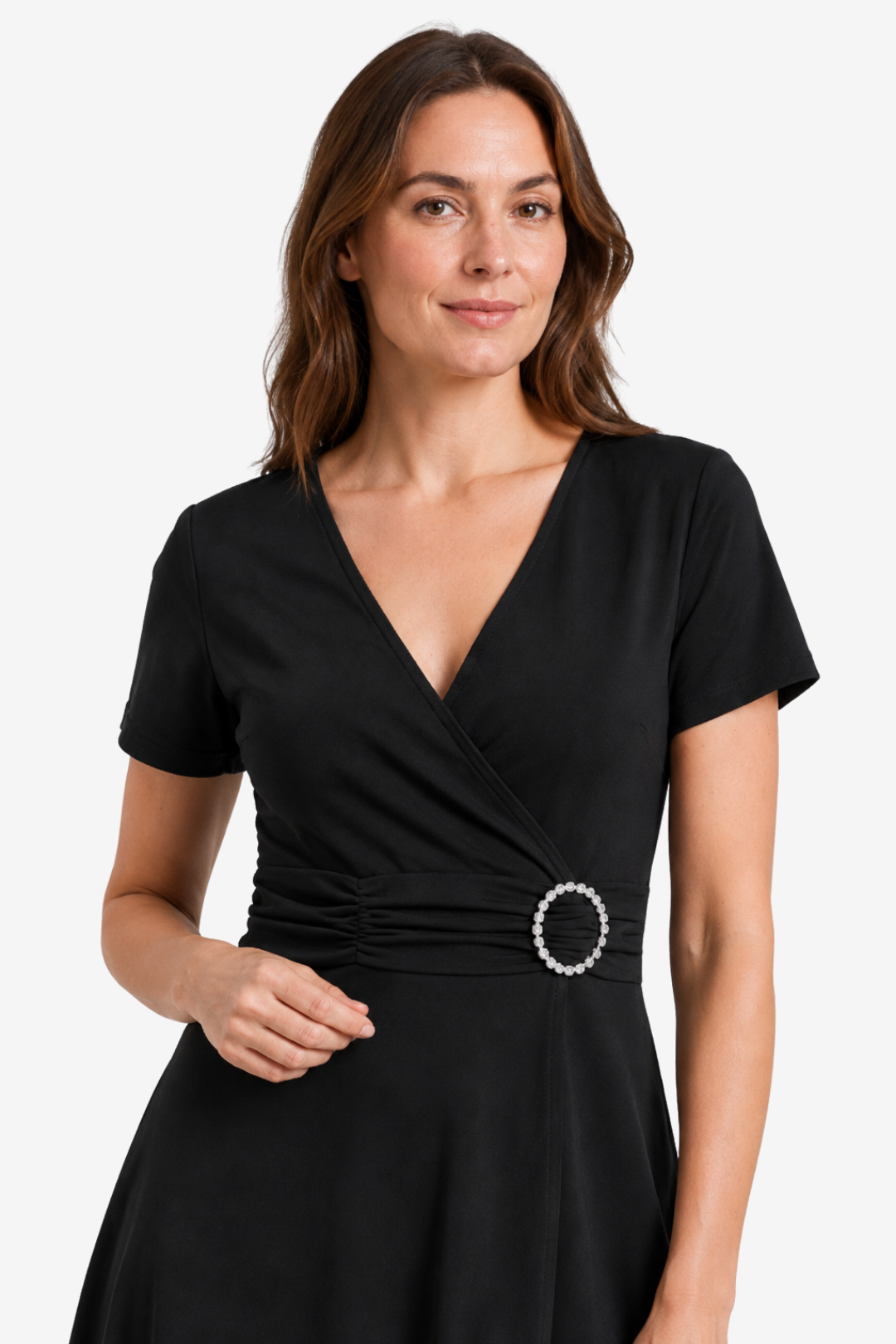 VALERIQUE | Robe de Soirée Asymétrique Col V à Strass pour Femme – Féminité Sculptée