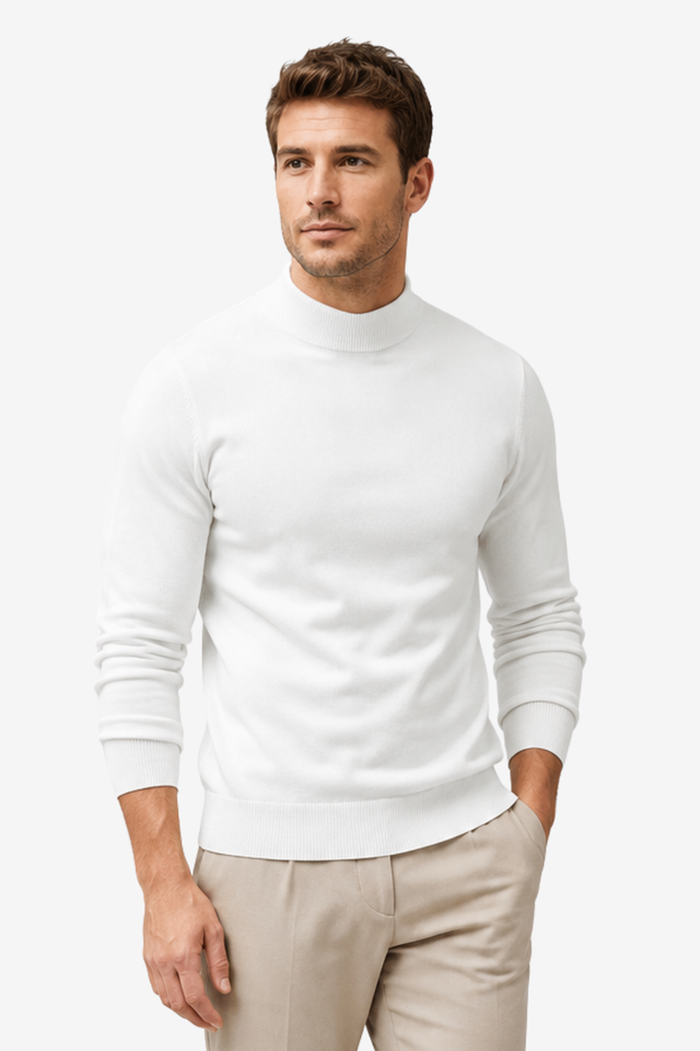 VALERIQUE | Pull à Col Montant pour Homme – Coupe Slim Finitions Côtelées