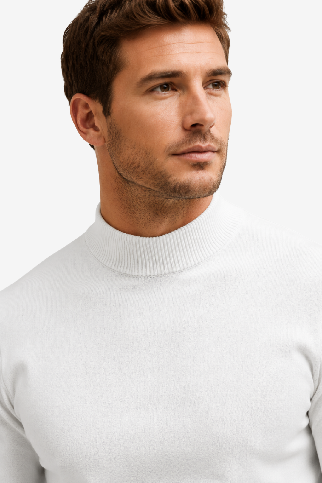 VALERIQUE | Pull à Col Montant pour Homme – Coupe Slim Finitions Côtelées
