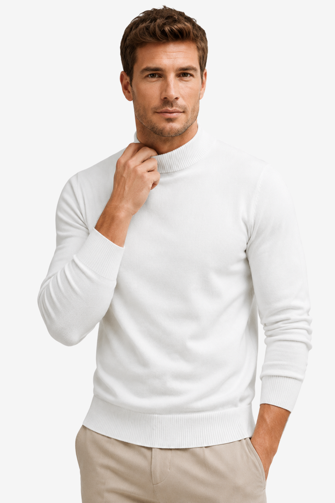 VALERIQUE | Pull à Col Montant pour Homme – Coupe Slim Finitions Côtelées