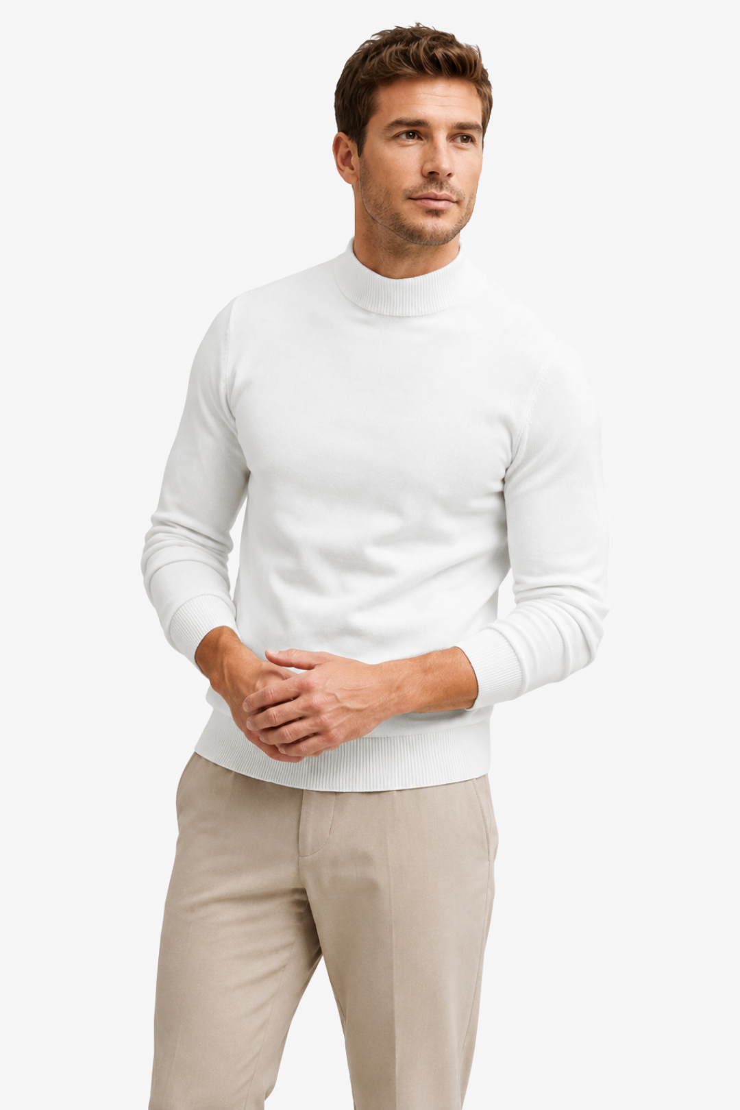 VALERIQUE | Pull à Col Montant pour Homme – Coupe Slim Finitions Côtelées