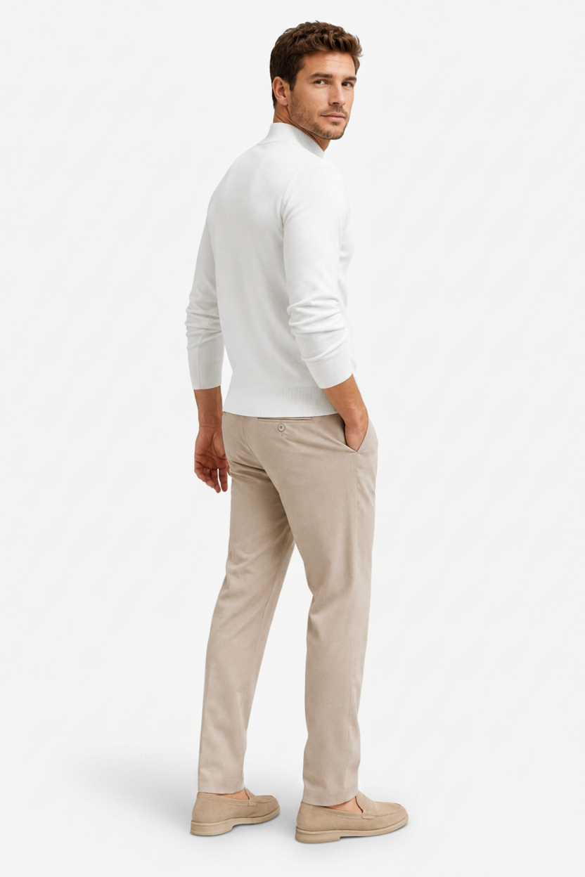 VALERIQUE | Pull à Col Montant pour Homme – Coupe Slim Finitions Côtelées