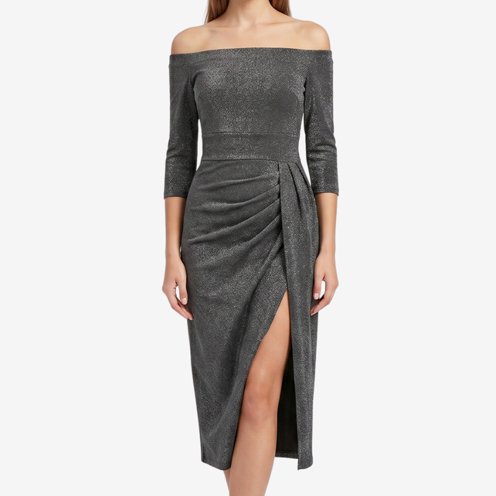 VALERIQUE | Femme Robe Gaine Glissante pour- Noir et Rouge