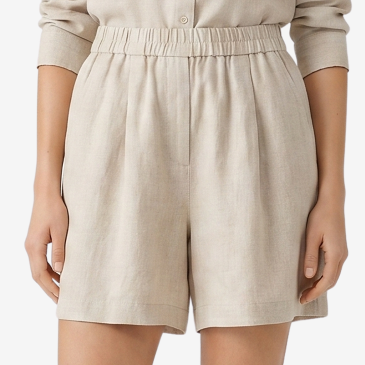 VALERIQUE | Short en Lin pour Femme - Beige et Noir