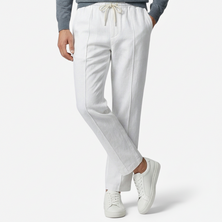 VALERIQUE | Homme Pantalon Décontracté en Mousseline - Taille Élastiquée avec Cordon de Serrage, Poches Latérales