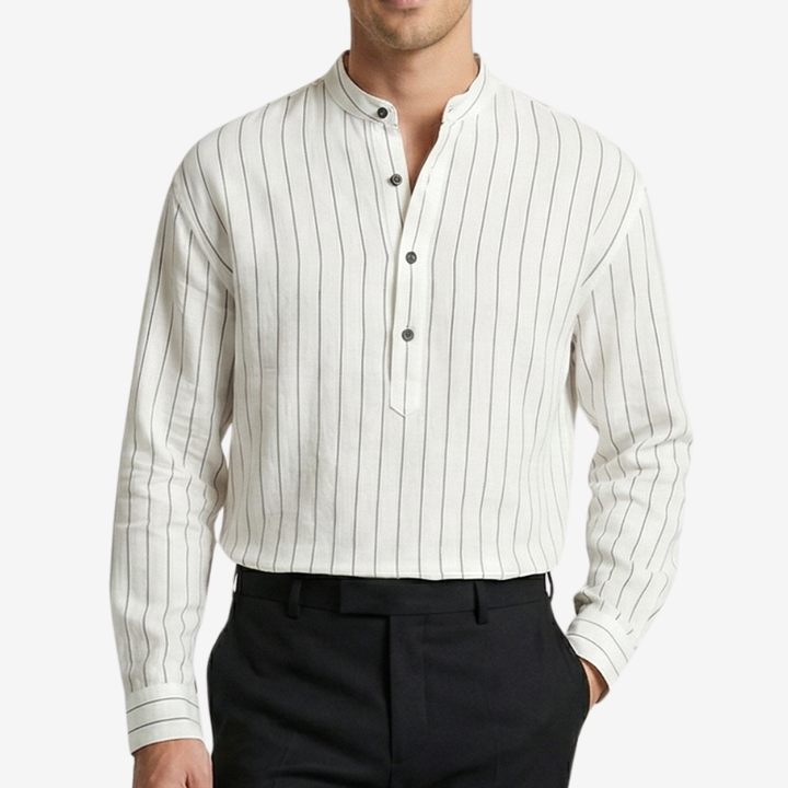 VALERIQUE | Homme Chemise col officier rayée coupe ajustée style moderne