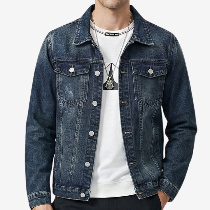 VALERIQUE | Homme Veste en denim coupe ajustée style décontracté