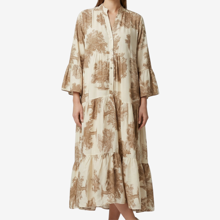 VALERIQUE | Femme Robe longue imprimé coupe ample manches longues style décontracté