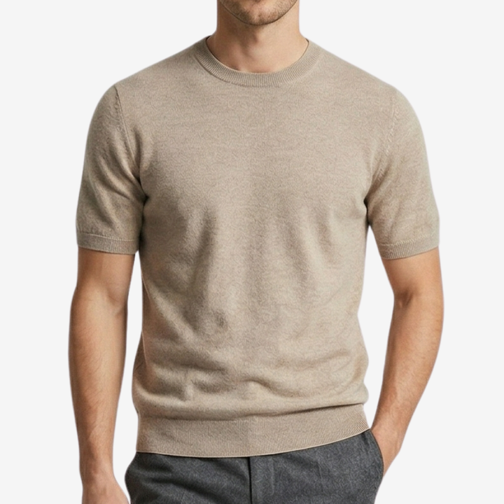 VALERIQUE | Homme T-shirt maille fine coupe ajustée col rond style minimaliste