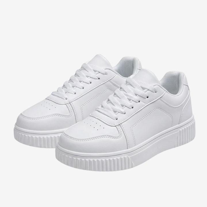 VALERIQUE | Homme baskets basses blanches à lacets avec semelle épaisse crantée style minimaliste pour usage quotidien