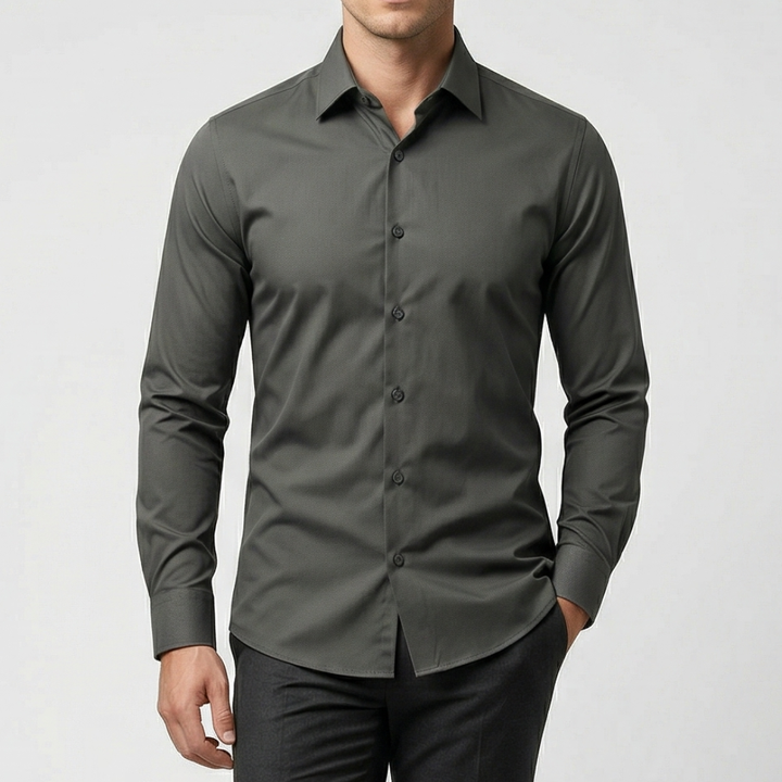 VALERIQUE | Homme Chemise en coton coupe ajustée manches longues style décontracté