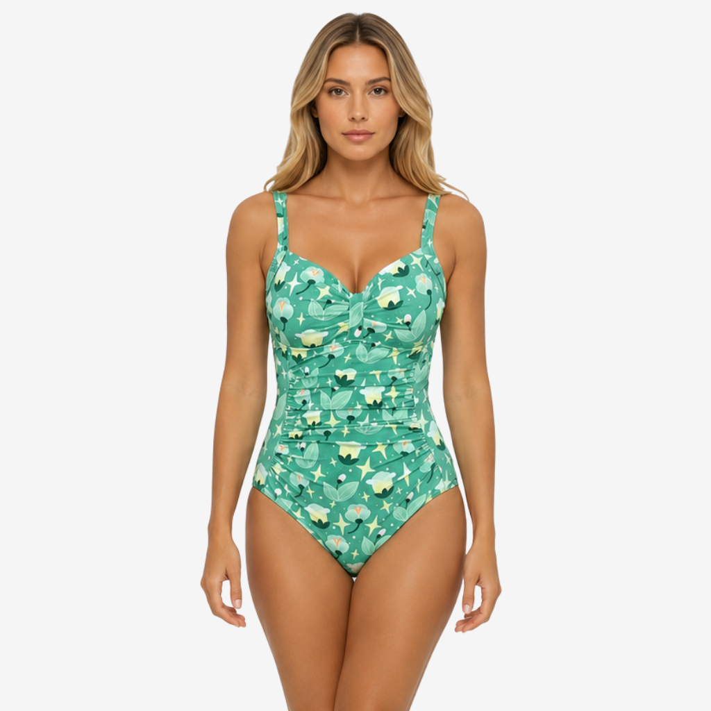 VALERIQUE | Maillot de Bain Une Pièce Femme Fleuri – Effet Froncé Gainant Coupe Slim Fit