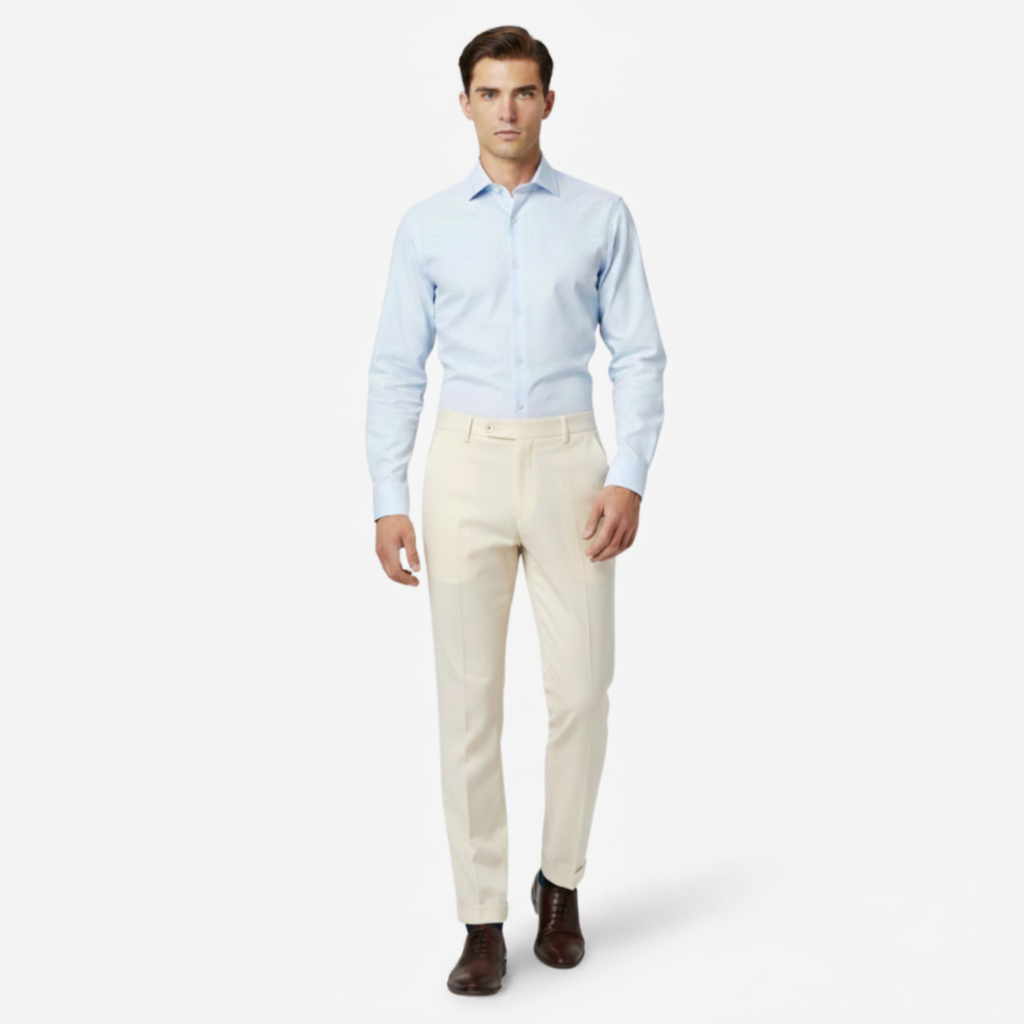 VALERIQUE | Pantalon Homme Coupe Slim en Mélange de Coton – Style Tailleur Moderne