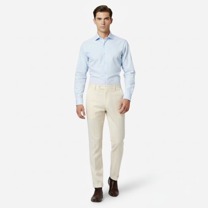 VALERIQUE | Pantalon Homme Coupe Slim en Mélange de Coton – Style Tailleur Moderne