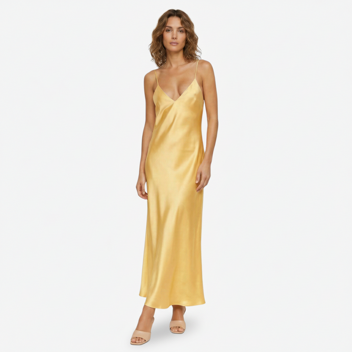 VALERIQUE | Femme Robe longue à fines bretelles coupe fluide style décontracté