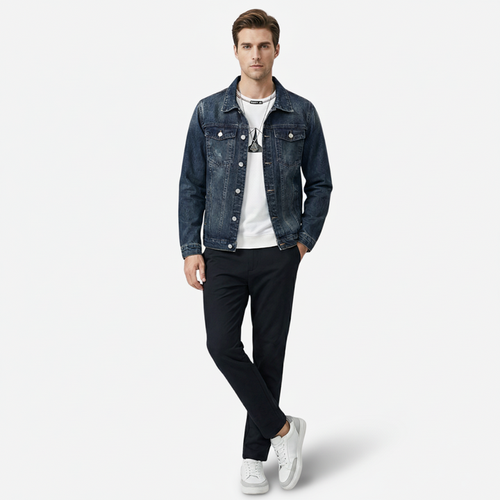 VALERIQUE | Homme Veste en denim coupe ajustée style décontracté