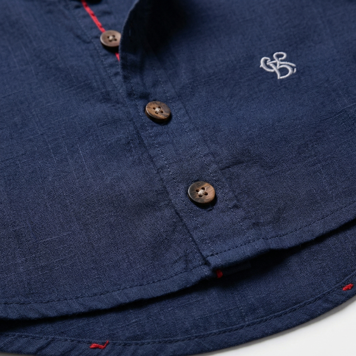 VALERIQUE | Homme Chemise en coton coupe ajustée manches longues col officier style décontracté