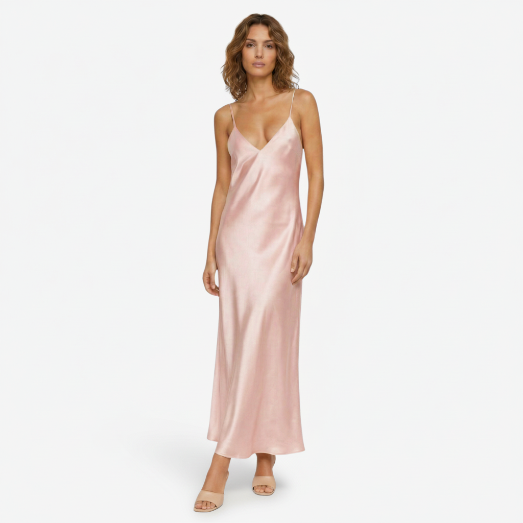 VALERIQUE | Femme Robe longue à fines bretelles coupe fluide style décontracté