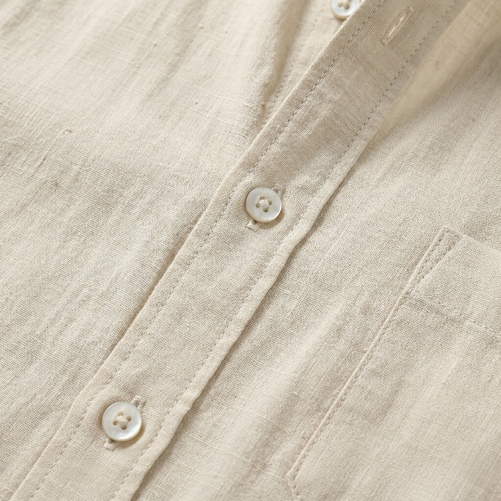 VALERIQUE | Homme chemise en lin à manches longues avec col classique et fermeture boutonnée pour usage quotidien