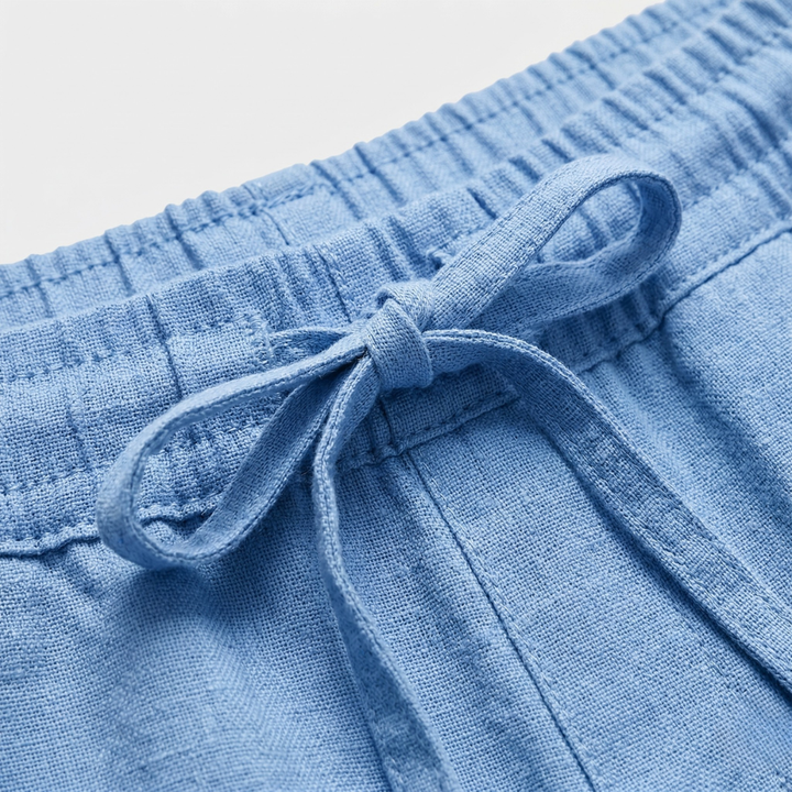 VALERIQUE | Homme short en lin à taille élastique avec cordon de serrage, coupe décontractée pour usage quotidien