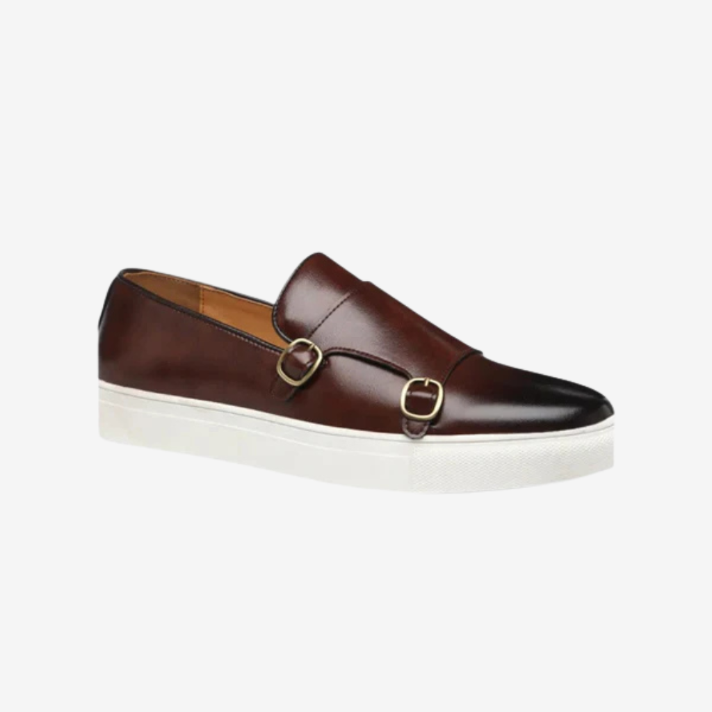 VALERIQUE | Chaussures à Double Boucle pour Homme - Café et Noir
