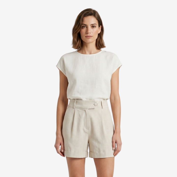 VALERIQUE | Short Tailleur Taille Haute pour Femme - Beige, Gris et Noir