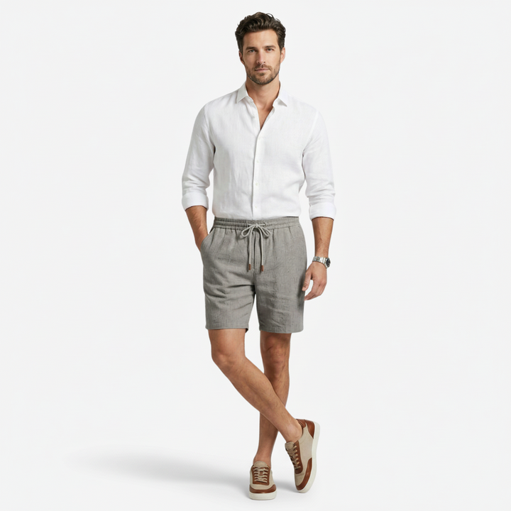 VALERIQUE | Homme Chino Short Décontracté en Mousseline - Taille Élastiquée avec Cordon de Serrage, Poches Latérales