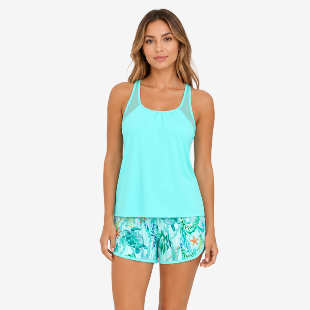 VALERIQUE | Ensemble Tankini Femme – Haut Racerback Séchage Rapide et Short Imprimé
