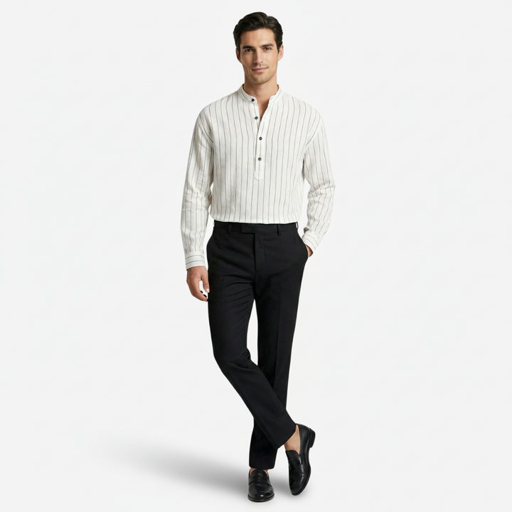 VALERIQUE | Homme Chemise col officier rayée coupe ajustée style moderne