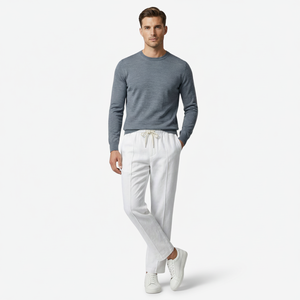 VALERIQUE | Homme Pantalon Décontracté en Mousseline - Taille Élastiquée avec Cordon de Serrage, Poches Latérales