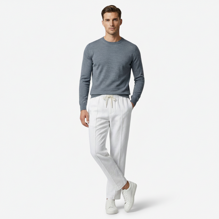 VALERIQUE | Homme Pantalon Décontracté en Mousseline - Taille Élastiquée avec Cordon de Serrage, Poches Latérales