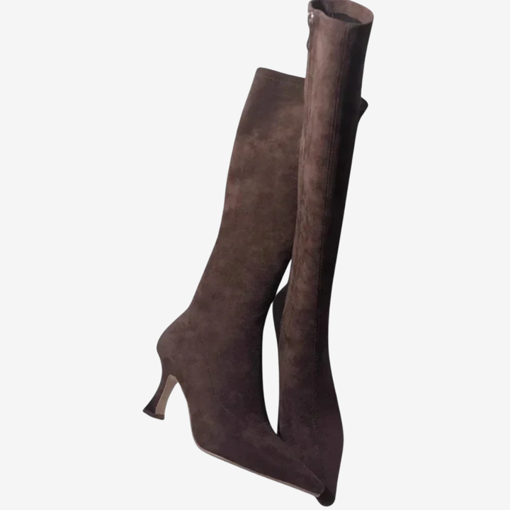 VALERIQUE | Cuissardes à Talons en Daim pour Femme – Élégance Haute