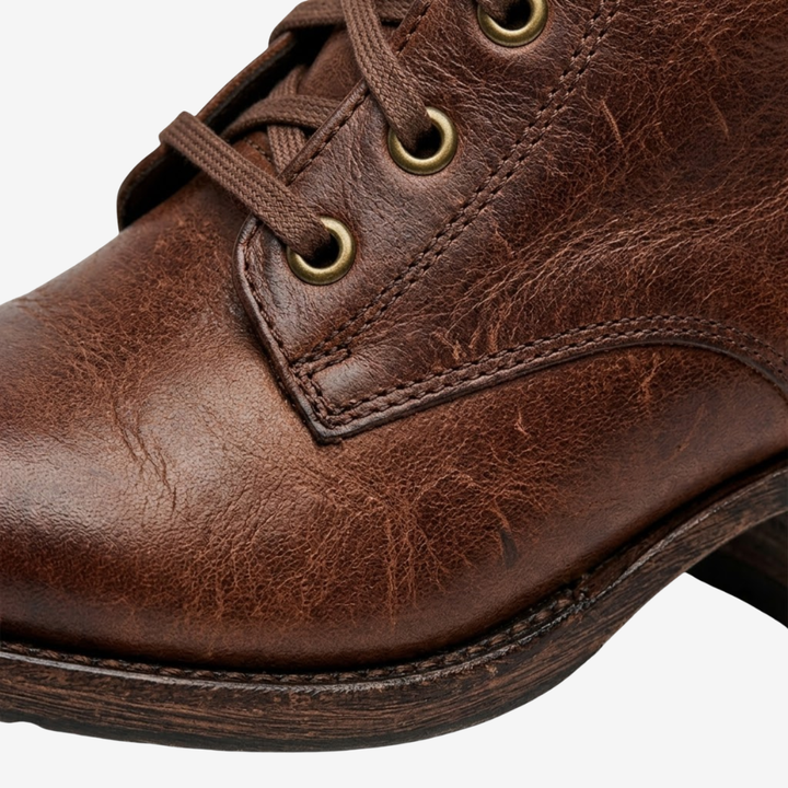 VALERIQUE | Femme bottes hautes café à lacets avec talon bloc et bout rond