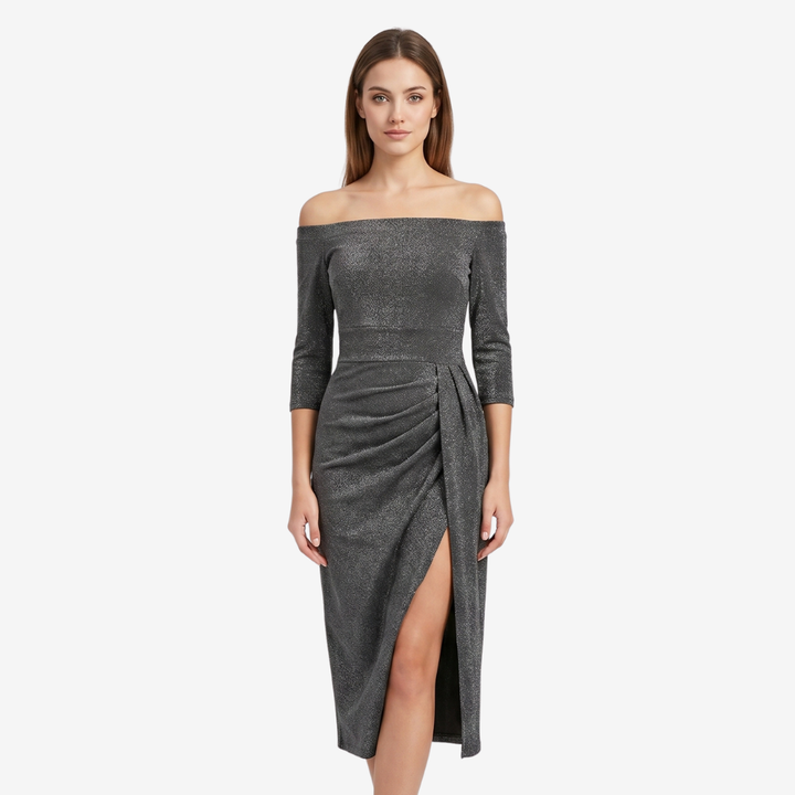 VALERIQUE | Femme Robe Gaine Glissante pour- Noir et Rouge