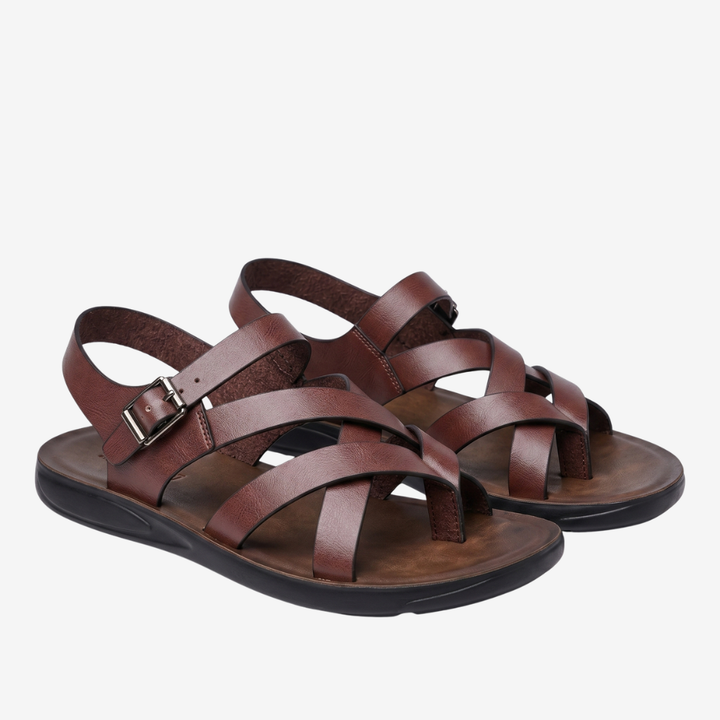 VALERIQUE | Sandales à Brides Croisées pour Homme - Brun