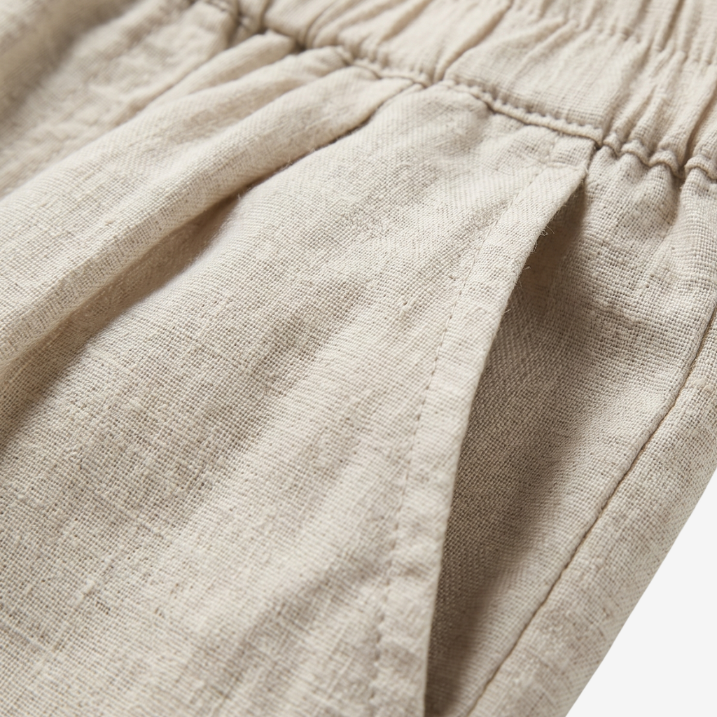 VALERIQUE | Short en Lin pour Femme - Beige et Noir