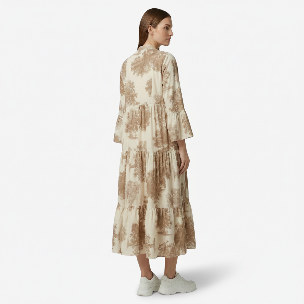 VALERIQUE | Femme Robe longue imprimé coupe ample manches longues style décontracté