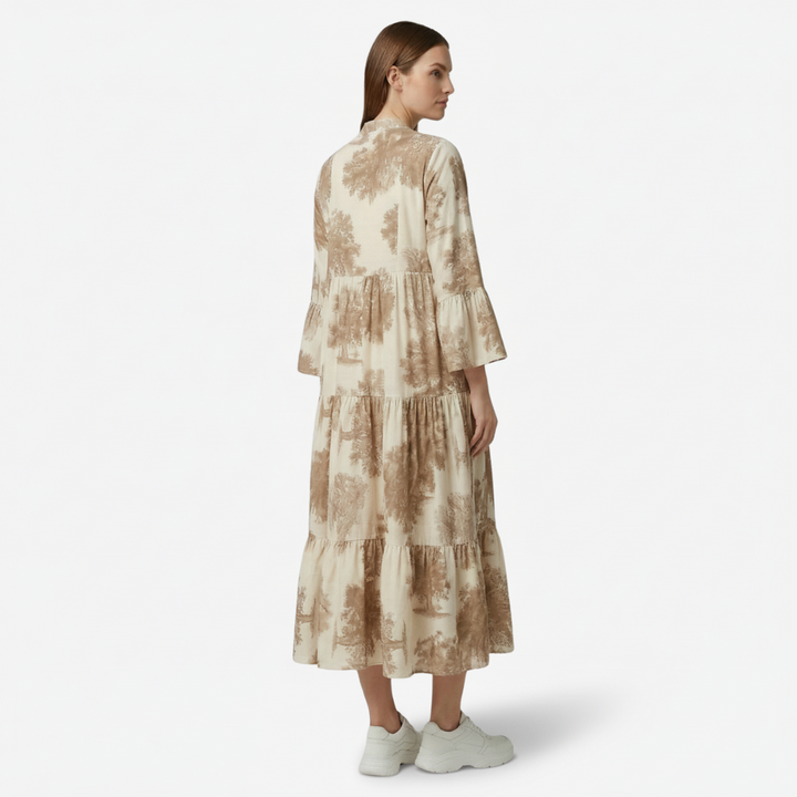 VALERIQUE | Femme Robe longue imprimé coupe ample manches longues style décontracté