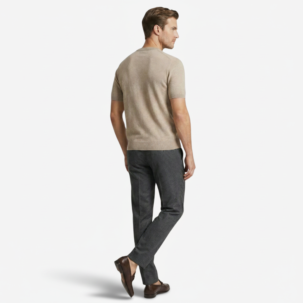 VALERIQUE | Homme T-shirt maille fine coupe ajustée col rond style minimaliste