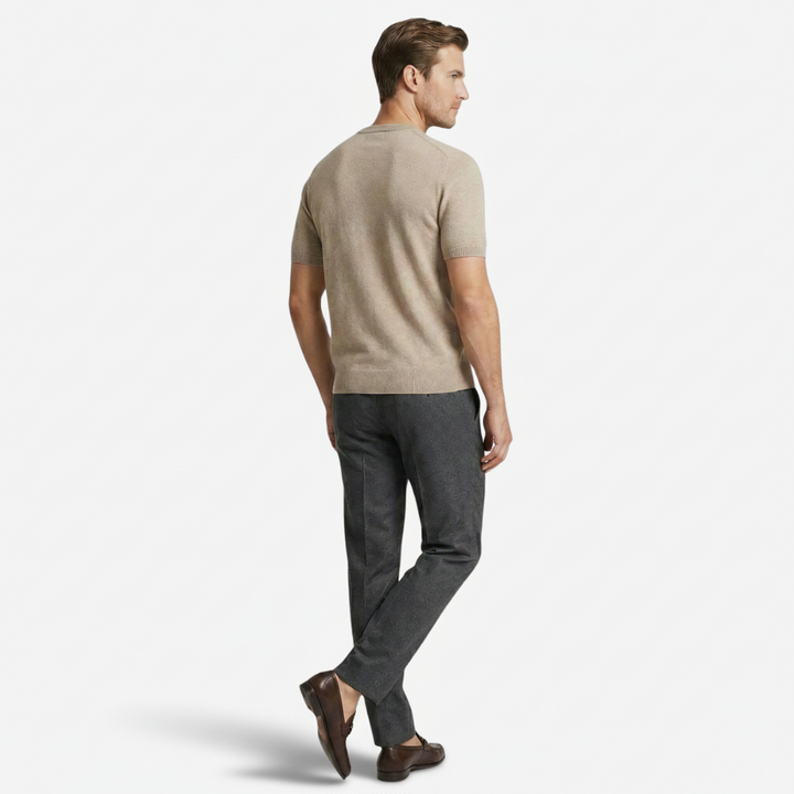 VALERIQUE | Homme T-shirt maille fine coupe ajustée col rond style minimaliste