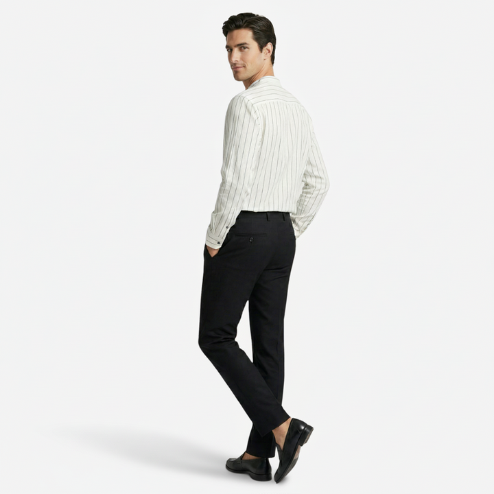 VALERIQUE | Homme Chemise col officier rayée coupe ajustée style moderne