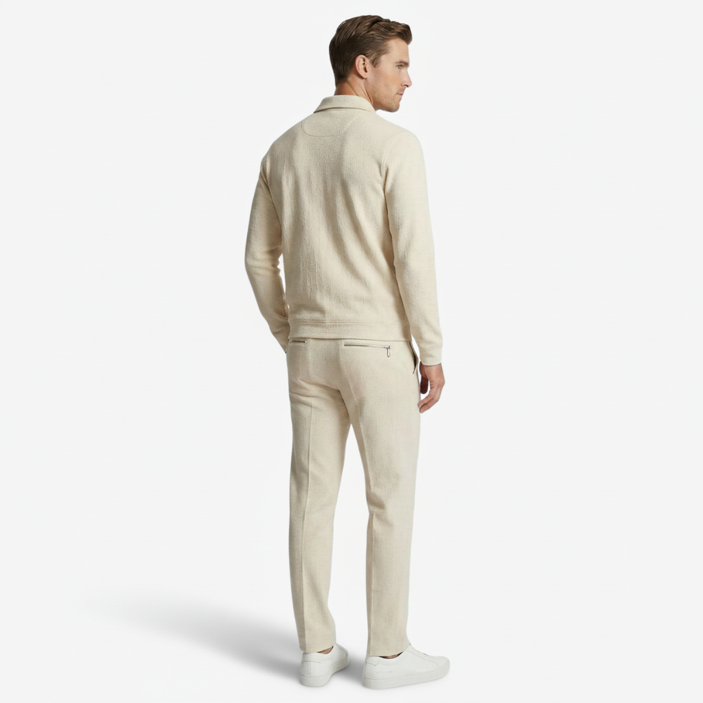 VALERIQUE | Homme Veste zippée texturée coupe ajustée col chemise style minimaliste