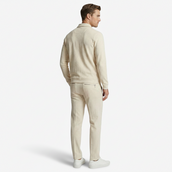 VALERIQUE | Homme Veste zippée texturée coupe ajustée col chemise style minimaliste