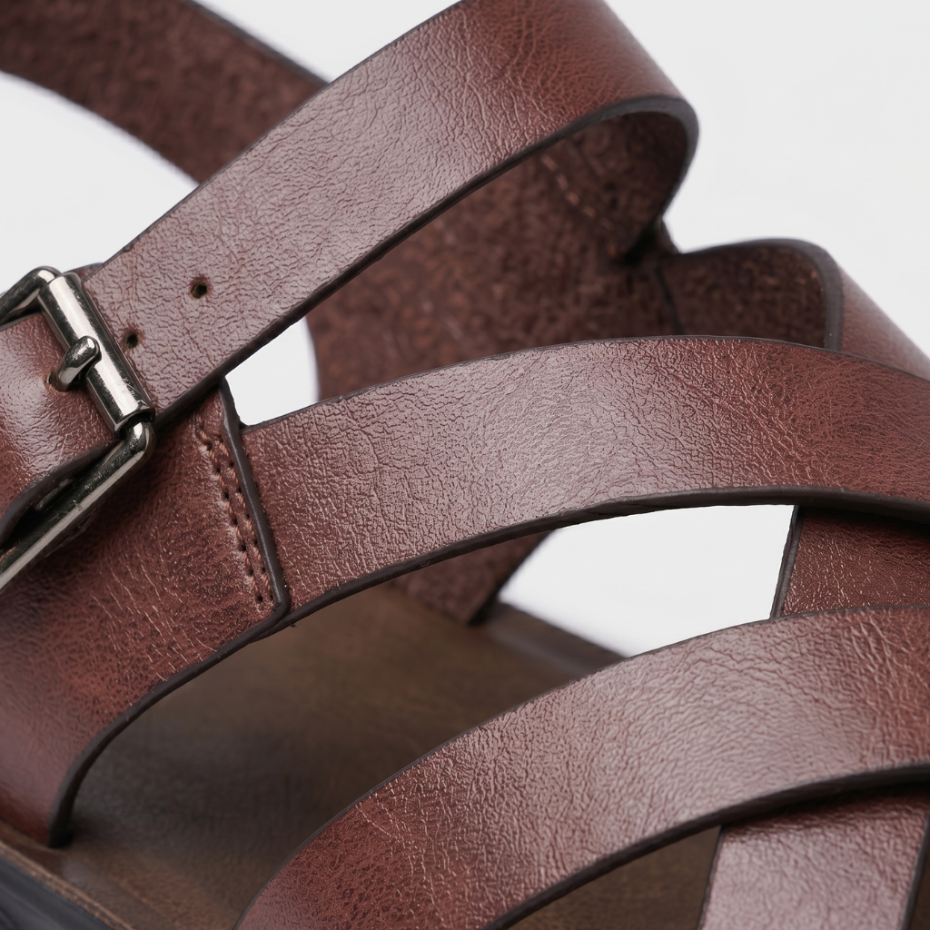VALERIQUE | Sandales à Brides Croisées pour Homme - Brun