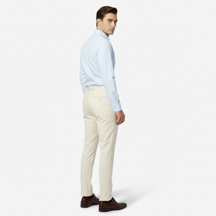 VALERIQUE | Pantalon Homme Coupe Slim en Mélange de Coton – Style Tailleur Moderne