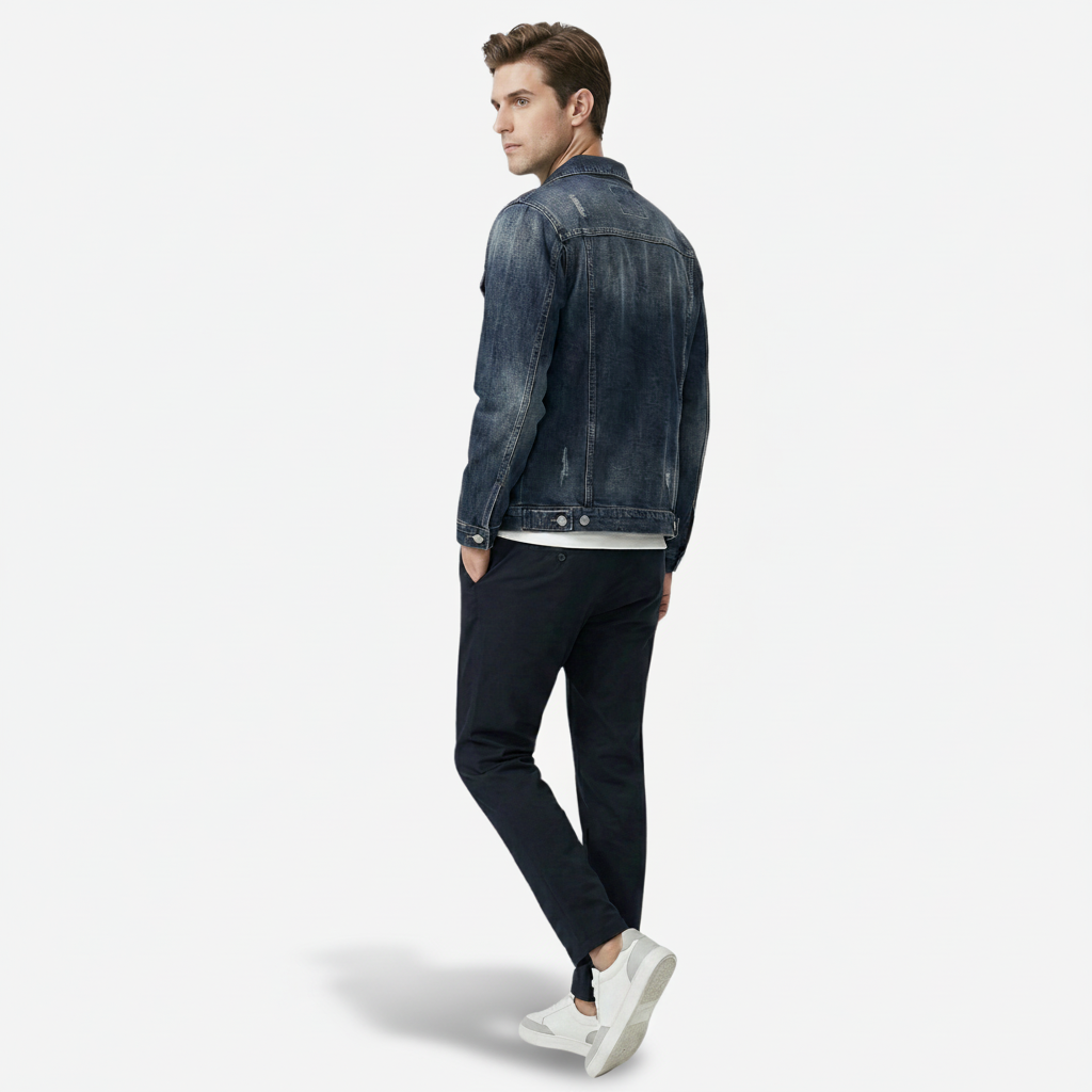 VALERIQUE | Homme Veste en denim coupe ajustée style décontracté